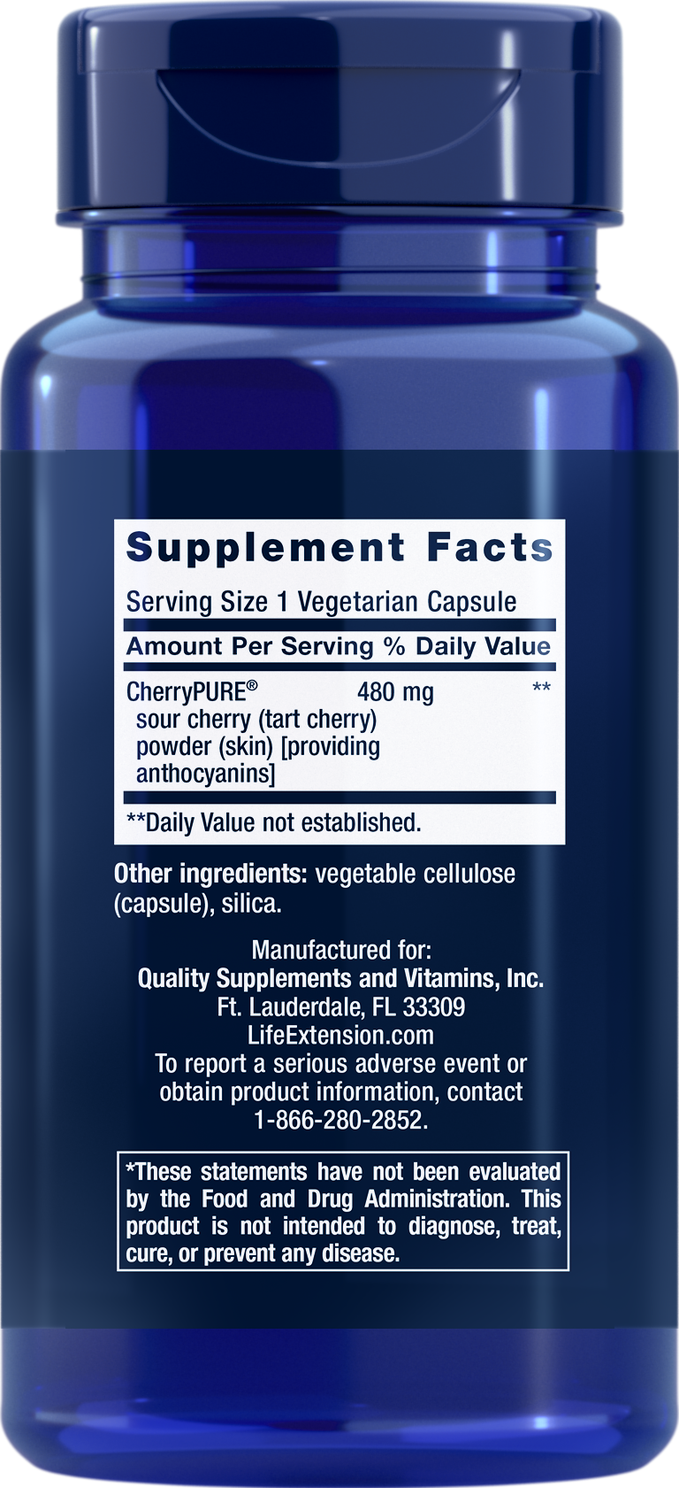 Life Extension Tart Cherry With cherry Pure 60 Vegetarian Capsules