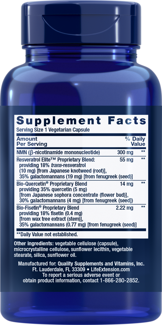 Life Extension Optimized NAD+ NMN with Resveratrol Elite, 90 Vegetarian Capsules