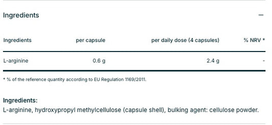 Biogena L-Arginine 600 Pure Amino Acid Capsules, 180 Capsules