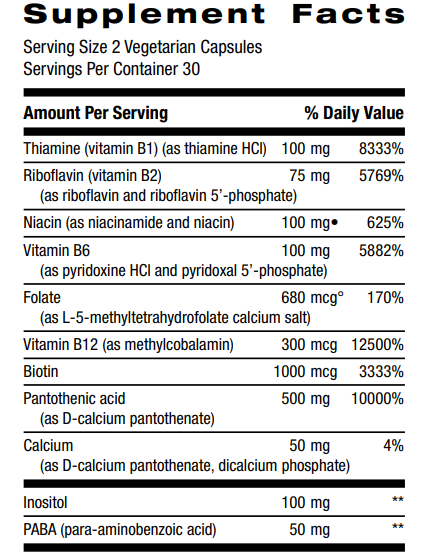 Life Extension BioActive Complete B-Complex - 60 Vegetarian Capsules