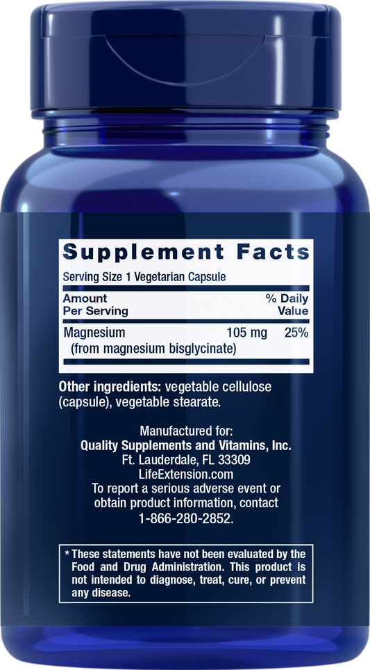 Life Extension Magnesium Glycinate 90 Vegetarian Capsules