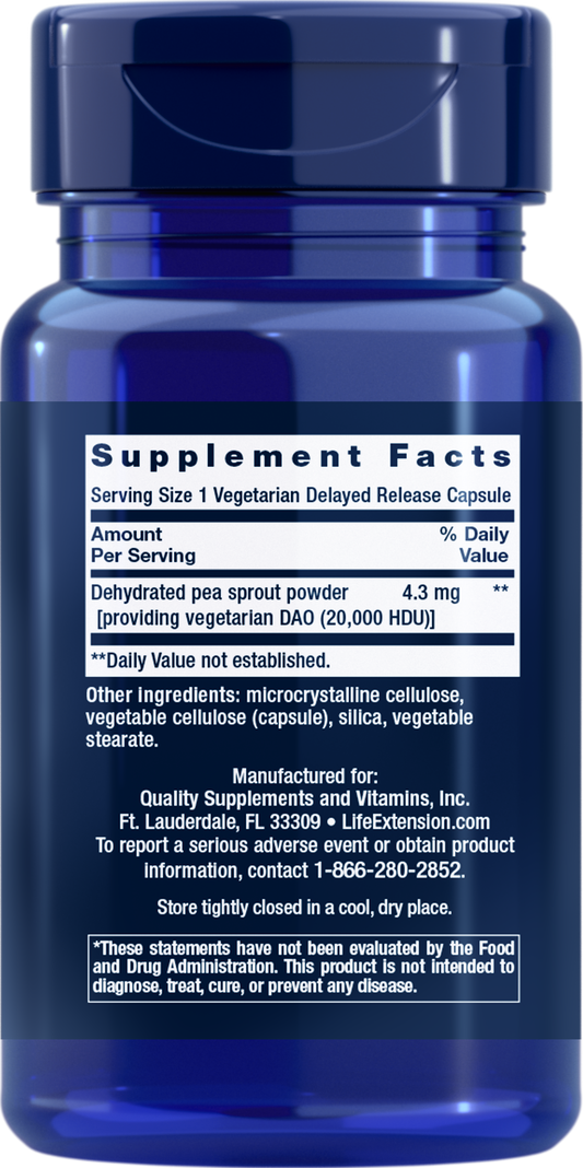 Life Extension Food Sensitivity Relief with Diamine Oxidase (DAO) - 60 veg cap