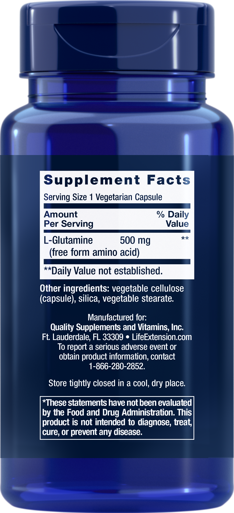 Life Extension - L - Glutamine - 500 mg - 100 veg cap- Ingredients