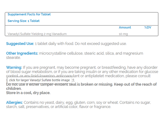 Source Naturals Vanadyl Sulfate 10 mg 200 Tablets