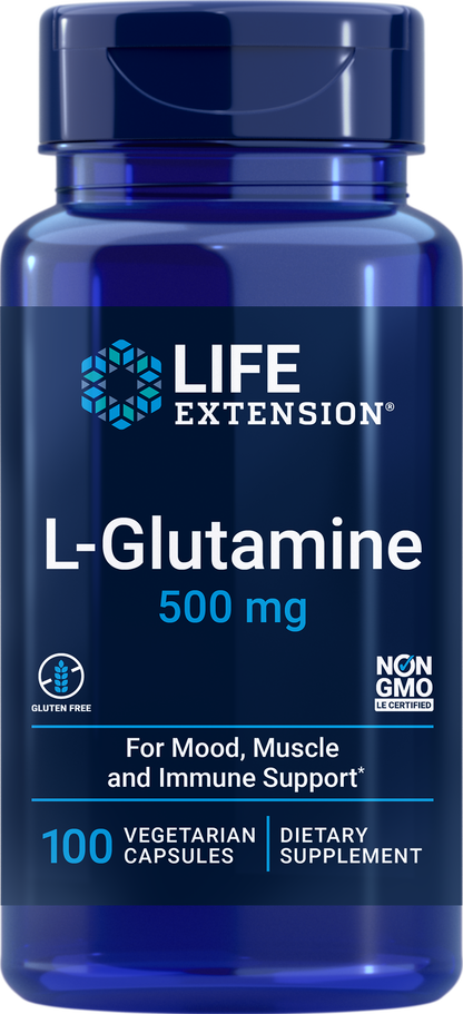Life Extension L-Glutamine 500 mg , 100 vegetarian Capsules