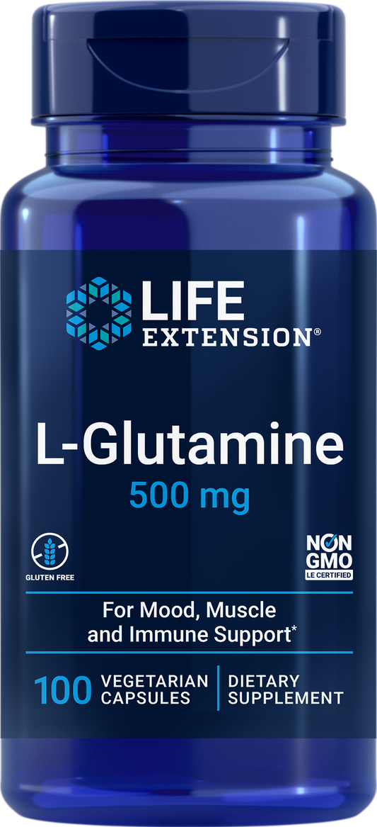 Life Extension L-Glutamine 500 mg , 100 vegetarian Capsules