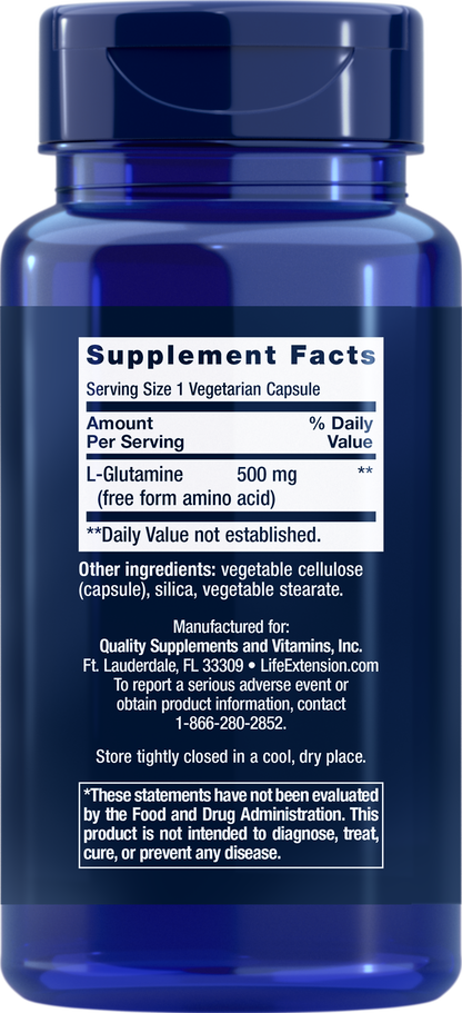 Life Extension L-Glutamine 500 mg , 100 vegetarian Capsules