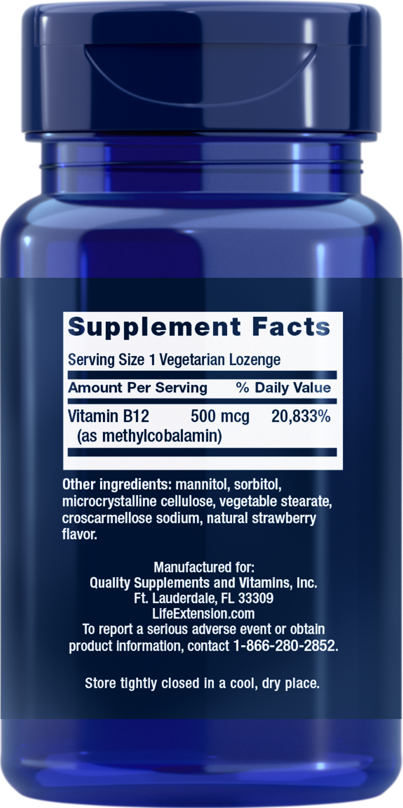 Life Extension Vitamin B12 - 500 mcg - 100 Lozenges