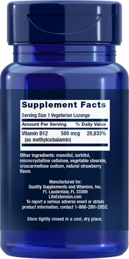 Life Extension Vitamin B12 - 500 mcg - 100 Lozenges
