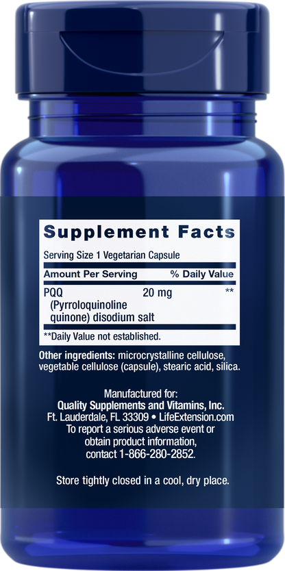 Life Extension PQQ (Pyrroloquinoline Quinone) 20mg 30 Vegetarian Capsules