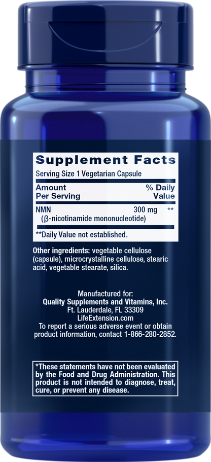 Life Extension NAD+ Cell Support - NMN (Nicotinamide Mononucleotide) 300mg, 90 Vegetarian Capsules