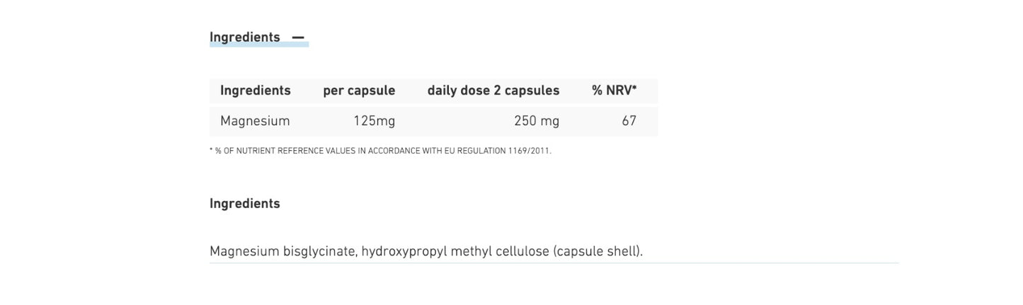 Biogena Magnesium Bisglycinate 125 — 90 Capsules