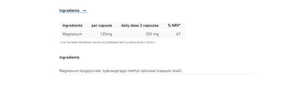 Biogena Magnesium Bisglycinate 125 — 90 Capsules