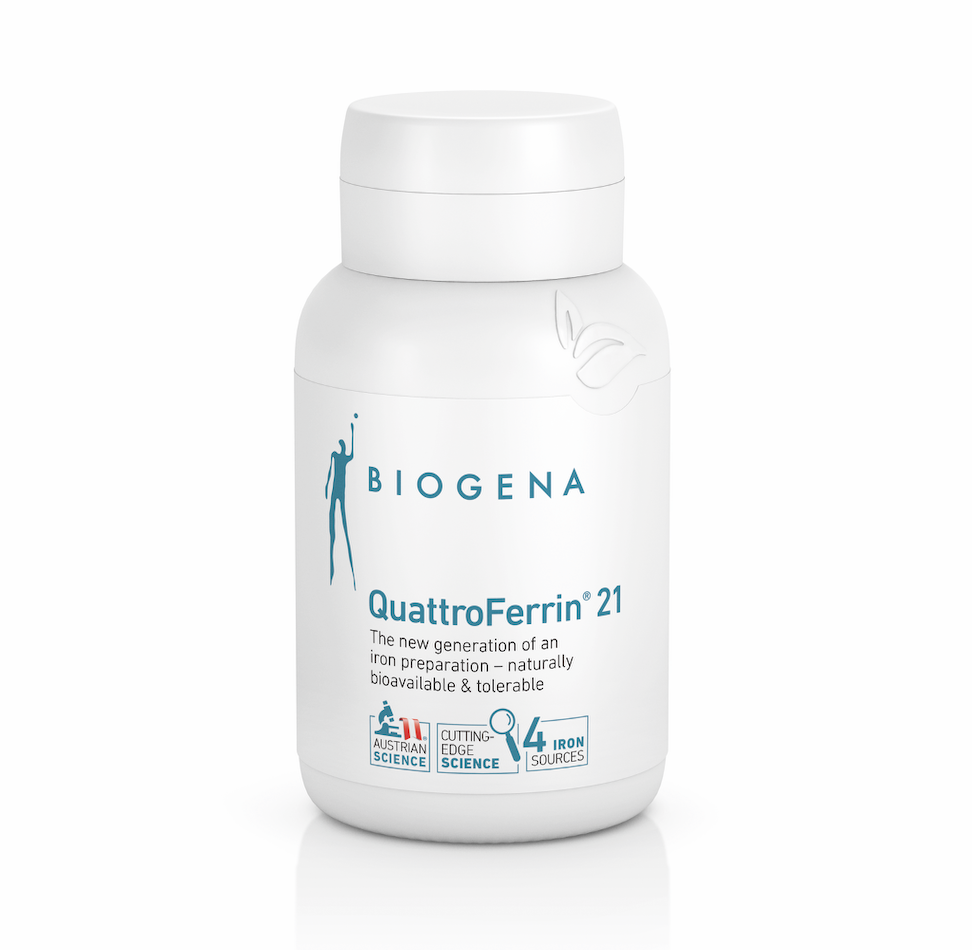 Biogena QuattroFerrin 21 - 60 Vegetable Capsules - Front 