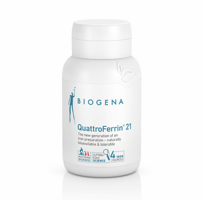 Biogena QuattroFerrin 21 - 60 Vegetable Capsules - Front 