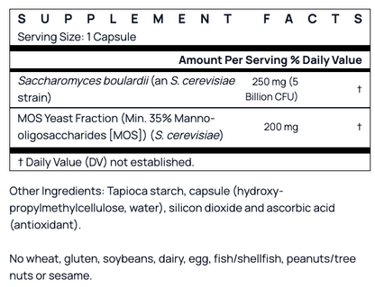 Jarrow Formulas Saccharomyces Boulardii plus MOS - 5 billion CFU - 90 Veggie Capsules