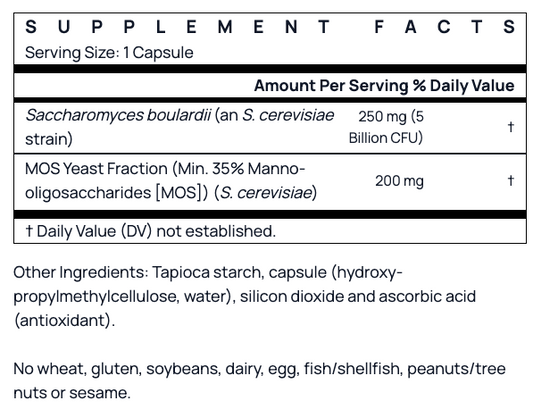 Jarrow Formulas Saccharomyces Boulardii plus MOS - 5 billion CFU - 90 Veggie Capsules
