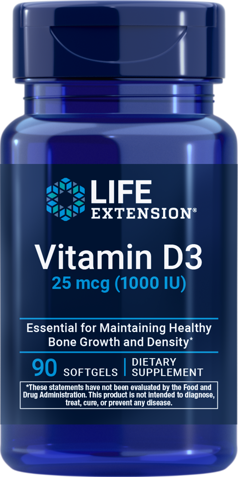 Life Extension Vitamin D3 - 25 mcg (1000 IU) - 90 Softgels
