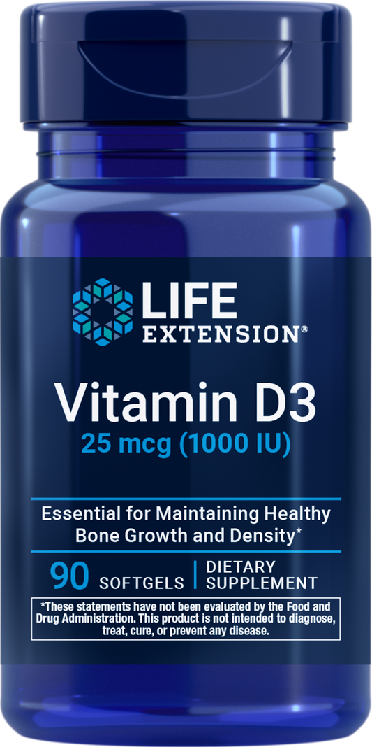 Life Extension Vitamin D3 - 25 mcg (1000 IU) - 90 Softgels