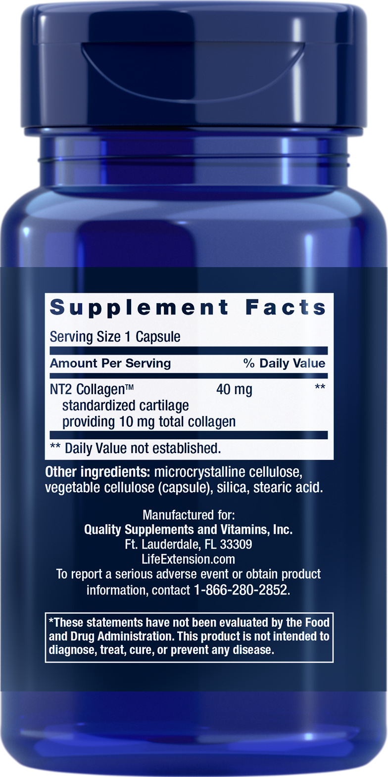Life Extension NT2 Collagen 40 mg, 60 small capsules