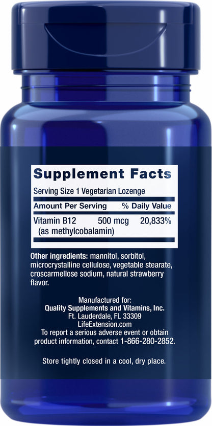 Life Extension Vitamin B12 - 500 mcg - 100 Lozenges