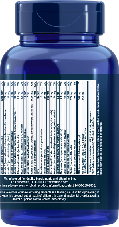 Life Extension Women's Health  Prenatal Advantage -120 Softgels - Back - ngredient