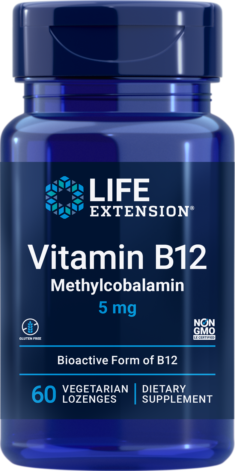 Life Extension -Vitamin-B12-MethylCobalamin-5mg - 60 veg cap - Front 