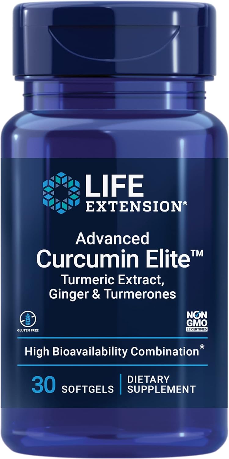 Life Extension - Advanced Curcumin Elite - Turmeric Extract Ginger & Turmerones -  30 Softgels - Front 