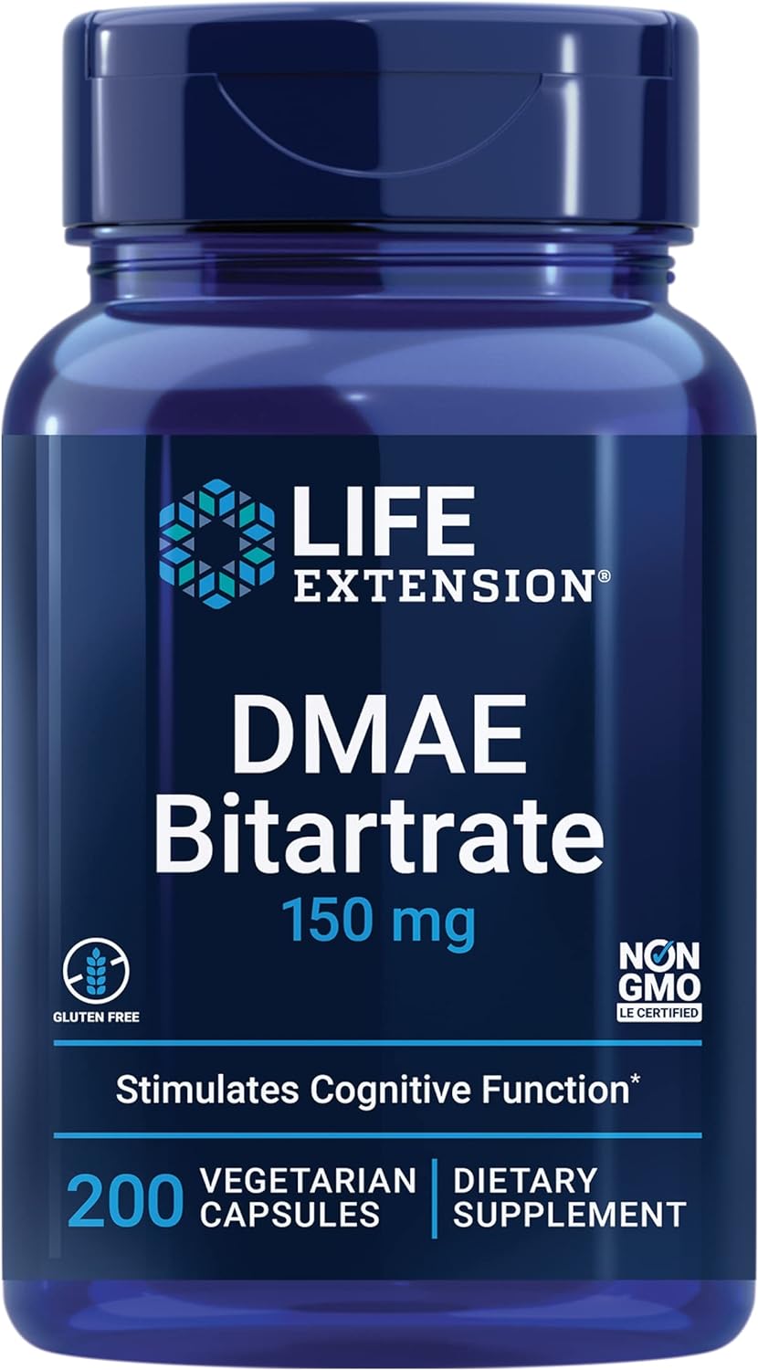 Life Extension -  DMAE Bitartrate -  150 mg - 200  vegetarian Capsules