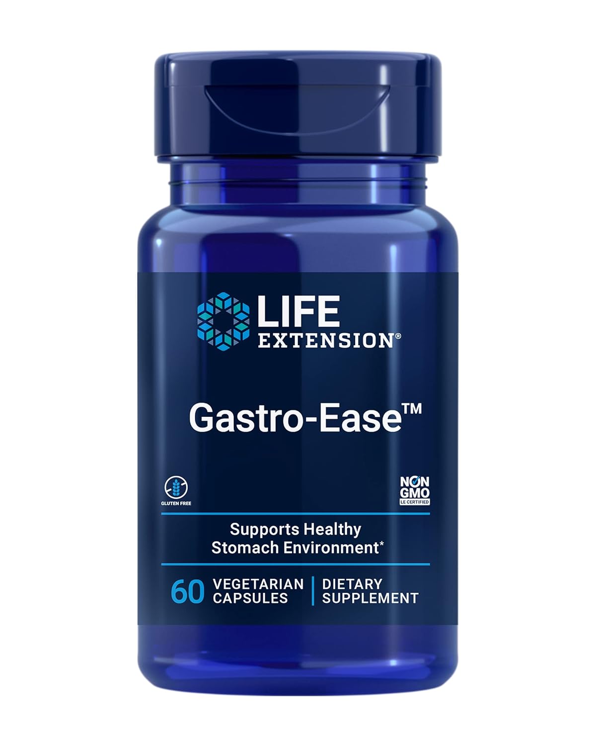 Life Extension Gastro-Ease 60 Vegetable Capsules - Front 