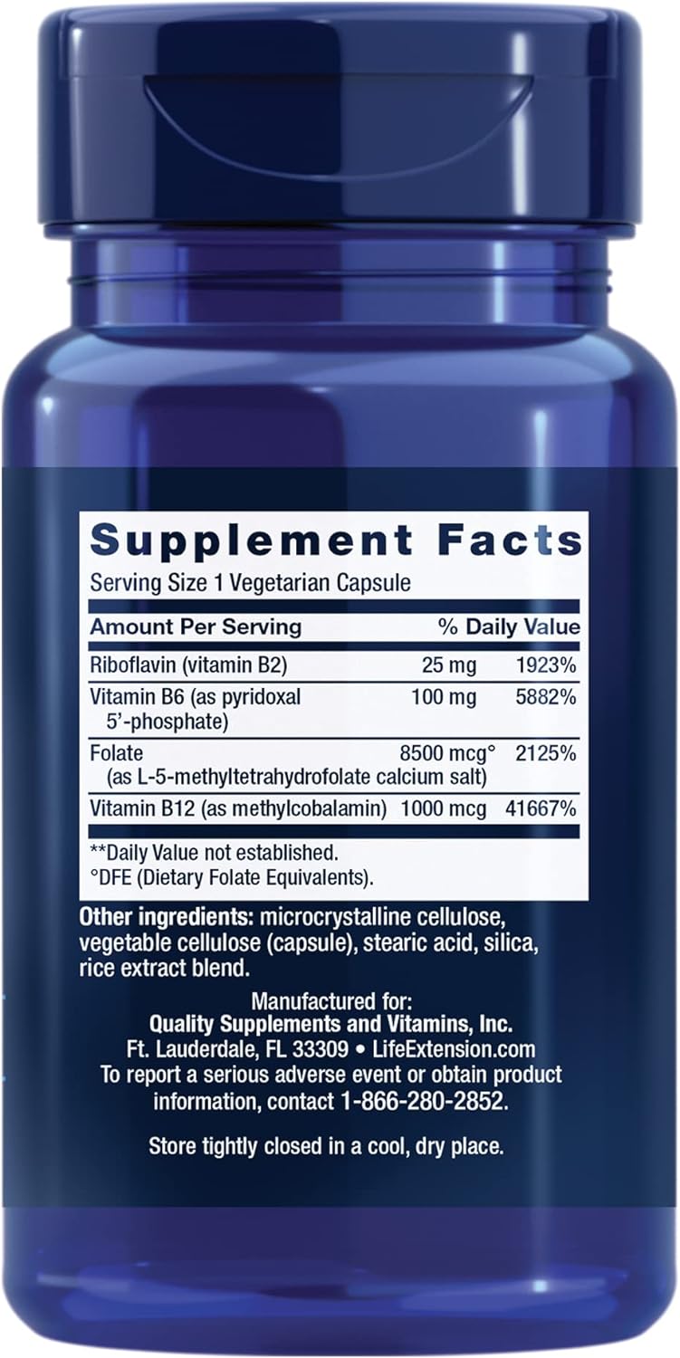 Life Extension - Homocysteine Resist - 60 veg cap - Back - Ingredient 