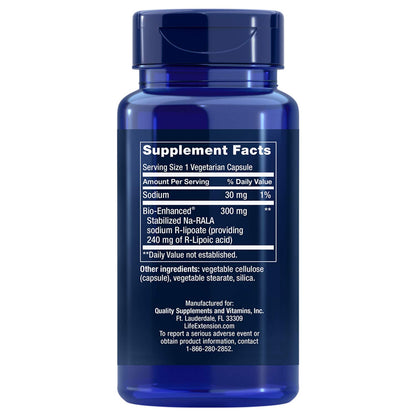 Life Extension -  Super R-Lipoic Acid - 240 mg - 60 veg cap - Back - Ingredient