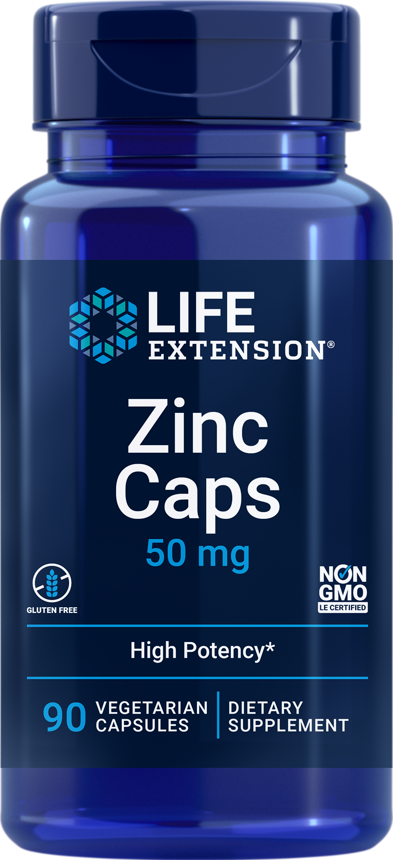 Life Extension - Zinc Caps 50mg - 90 Vegetarian Capsules - Front - High Potency