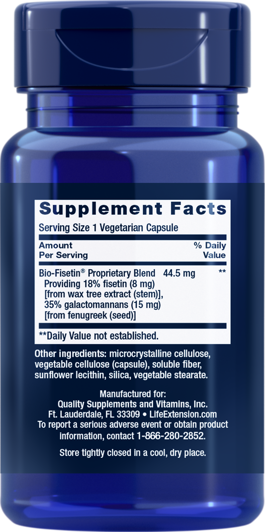 LifeExtension_Bio-Fisetin-30 veg cap back - Ingredients