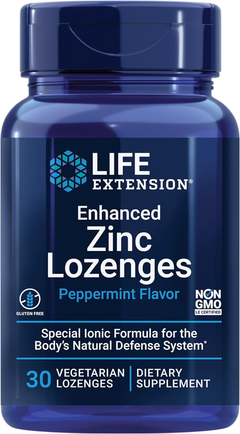 Life Extension Enhanced Zinc 30 Vegetarian Lozenges - Peppermint Flavor - Front