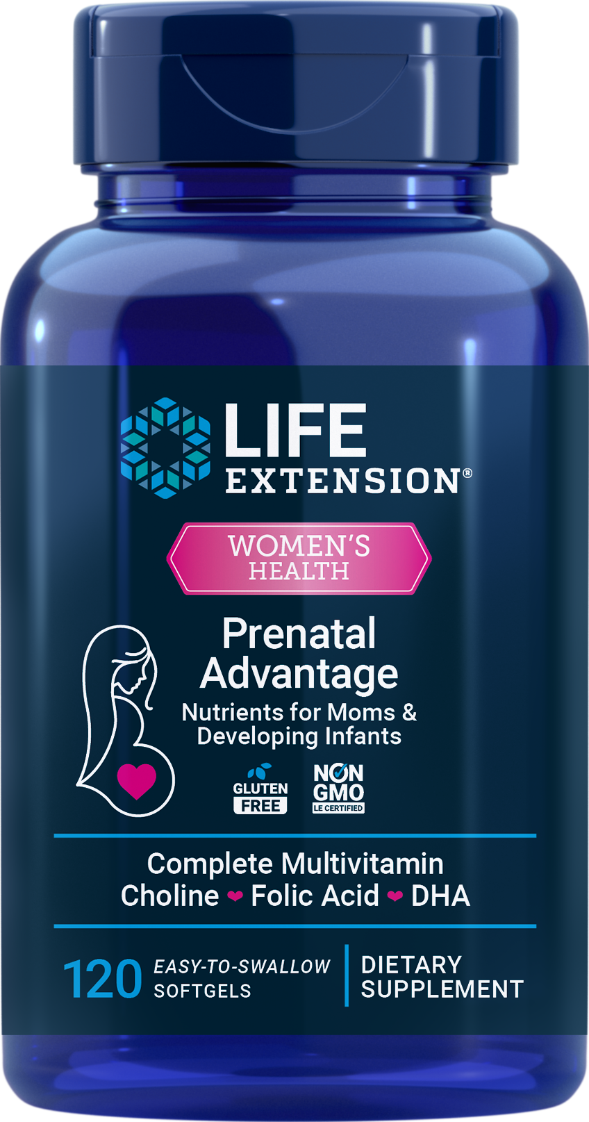 Life Extension Women's Health  Prenatal Advantage -120 Softgels - Front 