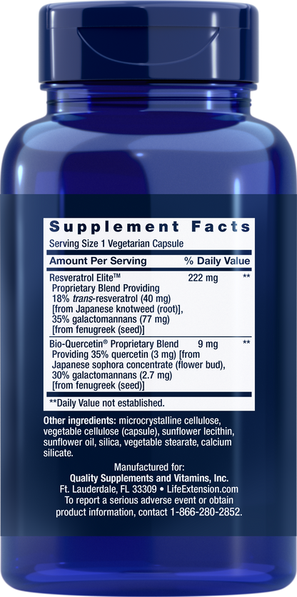 Life Extension - Optimized Resveratrol Elite - 60 veg cap - Back - Ingredient 