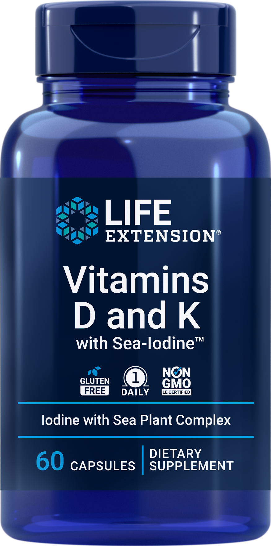 Life_Extension_vitamin_d_and_K-with Sea-Lodine - 60 veg cap - Front 