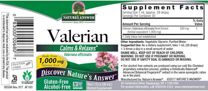 Nature's Answer Valerian Root Liquid Extract 1oz (30 ml) Alcohol Free