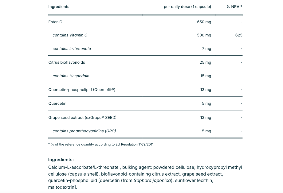 Biogena Vitamin C Buffered 500 mg 90 Capsules