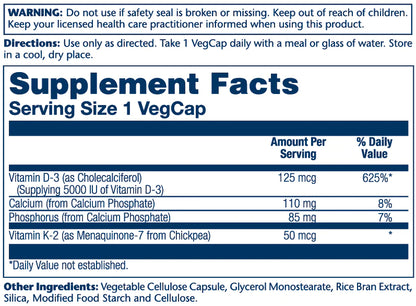 Solaray Vitamin D3 + K2 125 mcg | 50 mcg