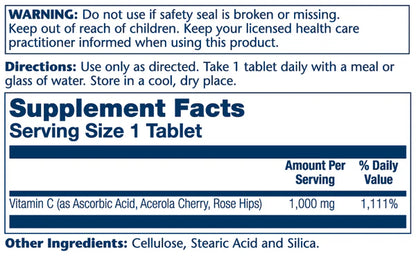 Solaray Vitamin C with rose hips & Acerola 1000 mg 100 Tablets