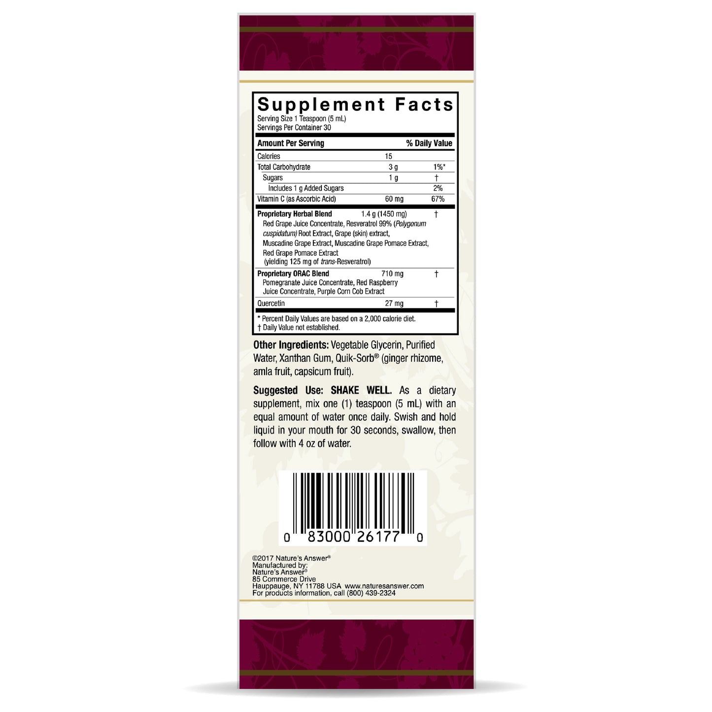 Nature's Answer Resveratrol Reserve Shasva Health